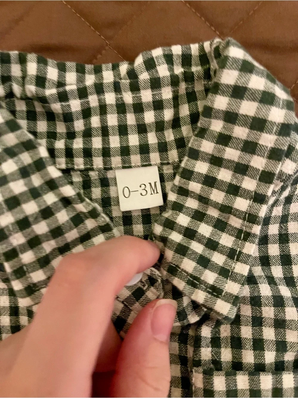 Hunter Green & White Gingham Baby Romper